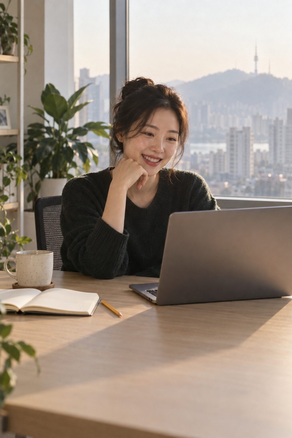 서울 사무실에서 화상 미팅 중인 대표